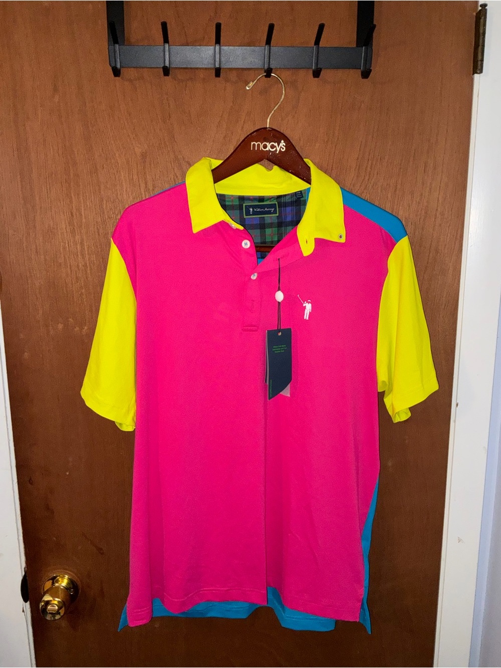 William Murray Golf Pink, Yellow & Blue Colorblock Polo